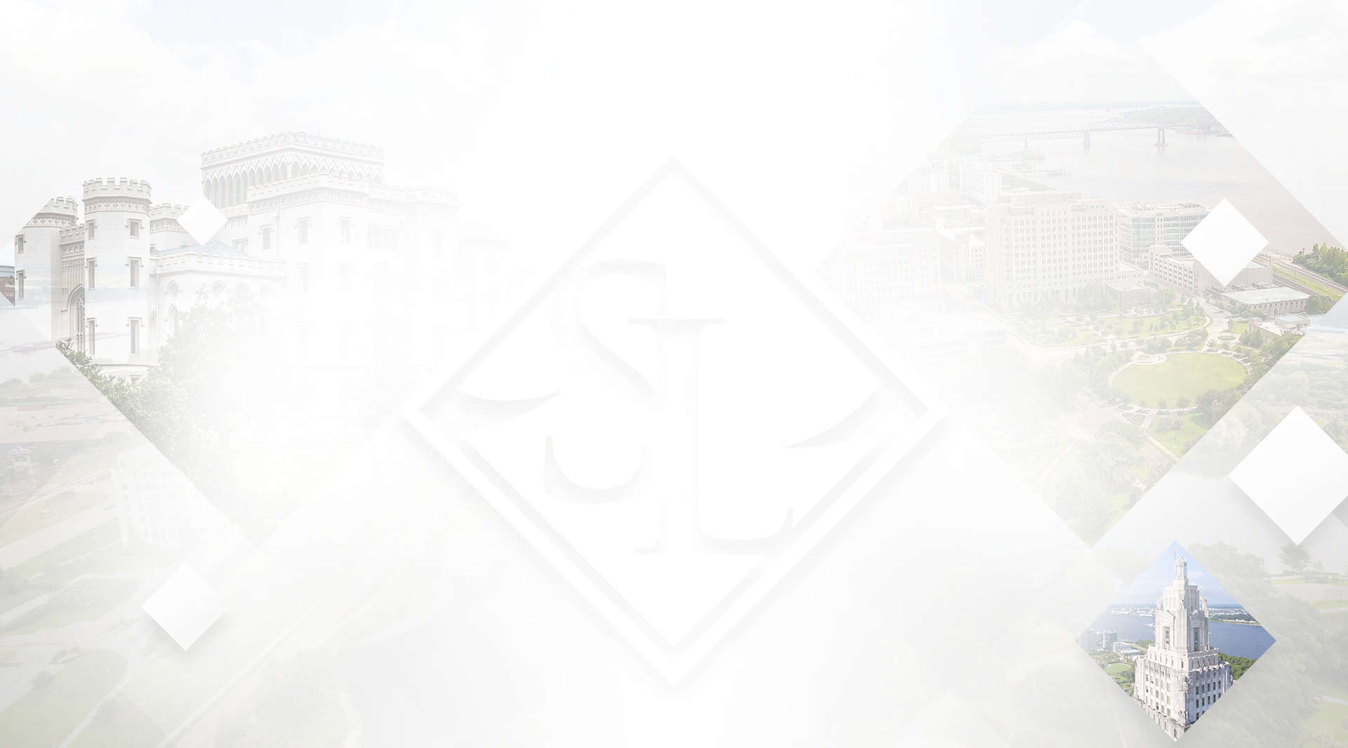 Faint SL logo in the center with white geometric shapes; faded images of buildings and a river—perfect for louisiana immigration lawyers.