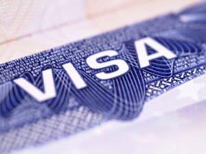 Close-up of a US visa document, ideal for louisiana immigration lawyers or a deportation law firm seeking legal imagery.