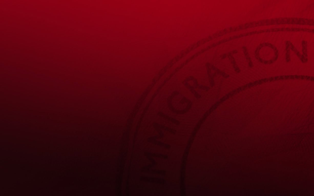 Faded image of a partial immigration stamp hints at louisiana immigration lawyers, with “IMMIGRATION” partially visible on a red background.
